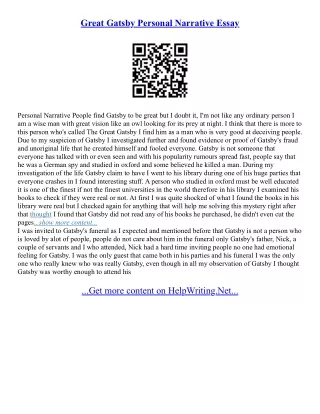 Great Narrative Essays