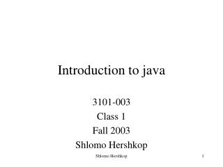 Introduction to java