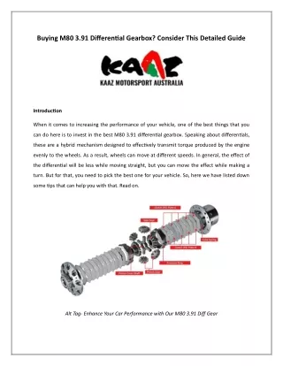 Buying M80 3.91 Differential Gearbox Consider This Detailed Guide