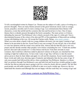 To Kill A Mockingbird Themes Essay