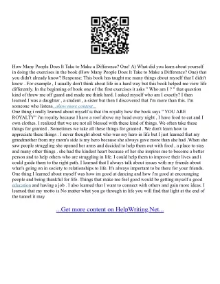 Making A Difference Essay