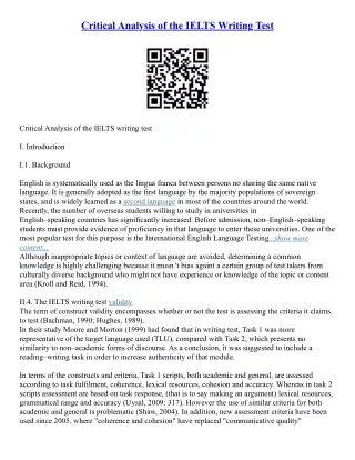 Critical Analysis Essay