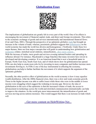 Economic Globalization Essay