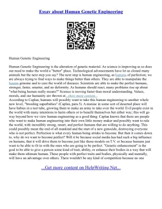 Essay On Genetic Engineering