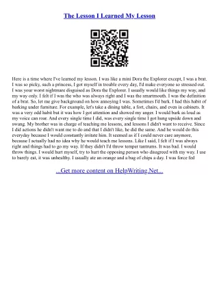 The Lesson Essay