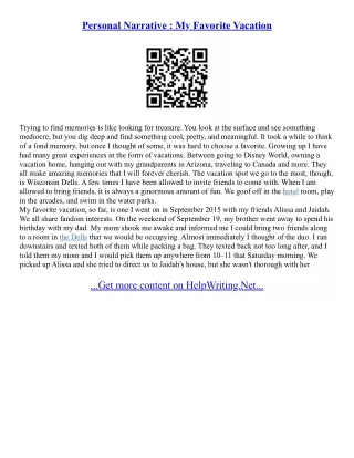 Good Narrative Essays