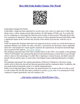 Frida Kahlo Essay