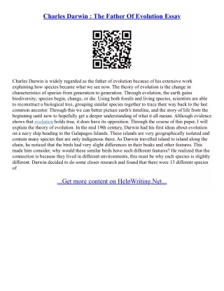 Theory Of Evolution Essay