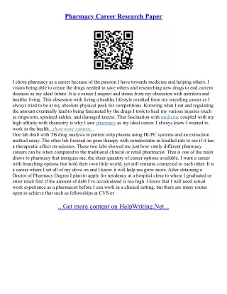 Pharmacy Essays