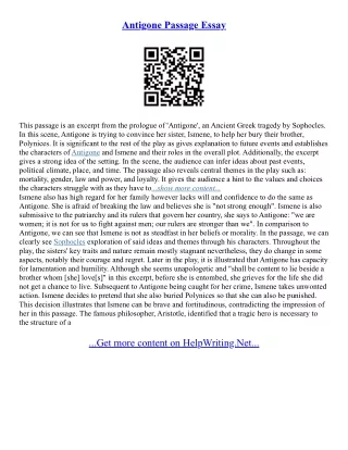 Antigone Essay Prompts
