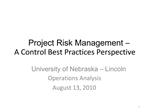 Project Risk Management A Control Best Practices Perspective