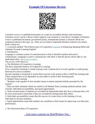 Literature Review Essays