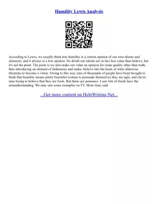 Humility Essay