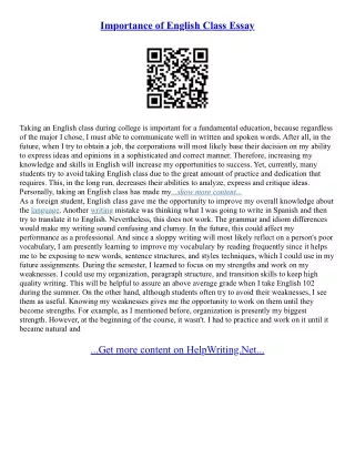 Essay In English For Students