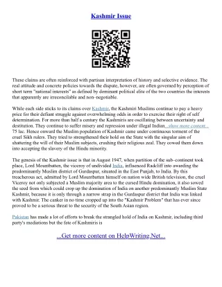 Essay On Kashmir
