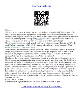 Critique Essay