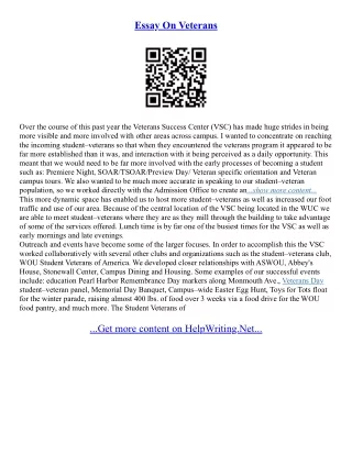 Essays On Veterans