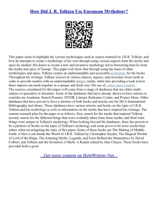 Tolkien Essay