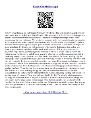 Essay On Mobile Technology