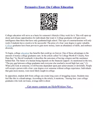 Samples Of Persuasive Essays For College