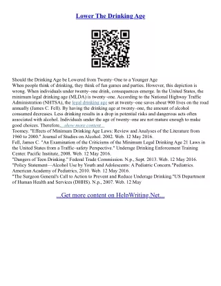 Lower The Drinking Age Essay