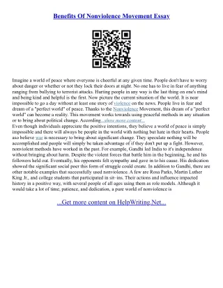 Essay On Non Violence