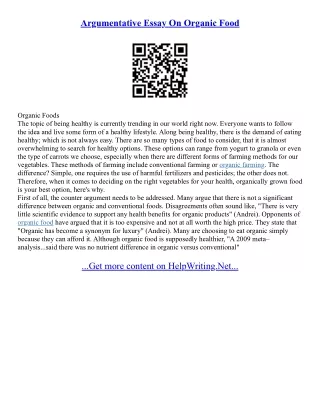 Organic Food Essay