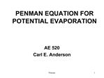 PENMAN EQUATION FOR POTENTIAL EVAPORATION