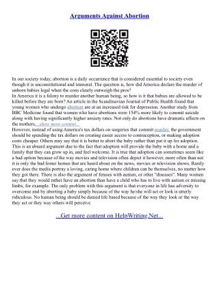 Argumentative Essay Abortion