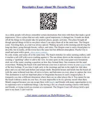 Example Of An Descriptive Essay