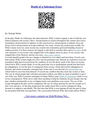 Death Of A Salesman Critical Essay