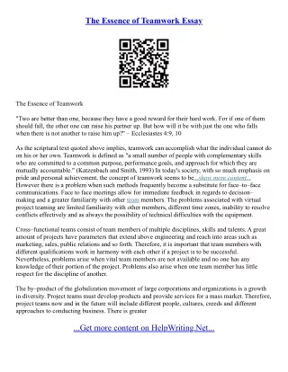 Teamwork Essays