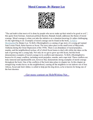 Moral Courage Essay