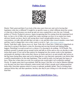 Politics Essays