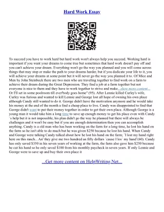 Hard Work Essay