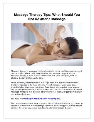 What Should You Not Do after a Massage