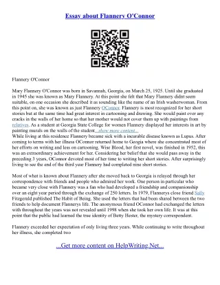 Flannery O Connor Essay