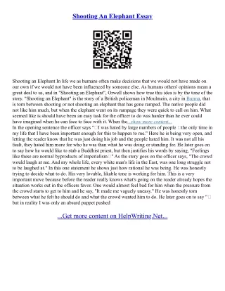 Essay On An Elephant