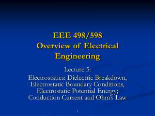 EEE 498/598 Overview of Electrical Engineering