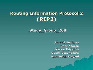 Routing Information Protocol 2 (RIP2)