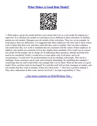 A Role Model Essay