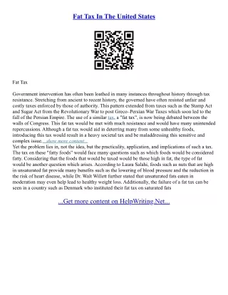 Fat Tax Essay