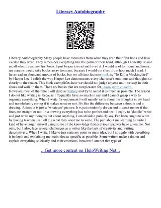 Literacy Autobiography Essay