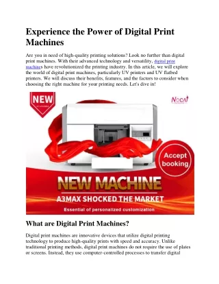 Experience the Power of Digital Print Machines