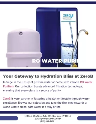 RO Water Purifiers - Your Gateway to Hydration Bliss at ZeroB