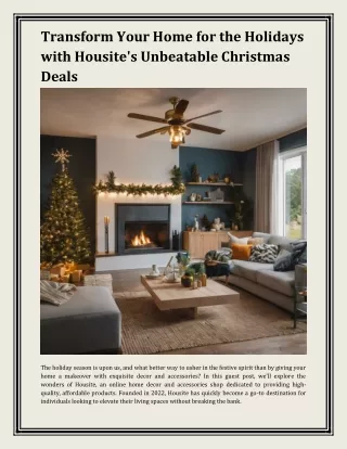 Transform Your Home for the Holidays with Housite's Unbeatable Christmas Deals