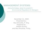 MANAGEMENT SYSTEMS: OCCUPATIONAL HEALTH SAFETY ...