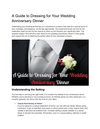 A Guide to Dressing for Your Wedding Anniversary Dinner