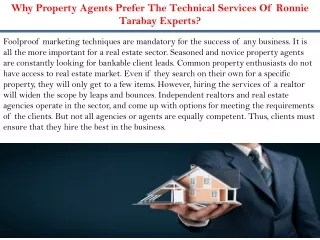 Why Property Agents Prefer The Technical Services Of Ronnie Tarabay Experts