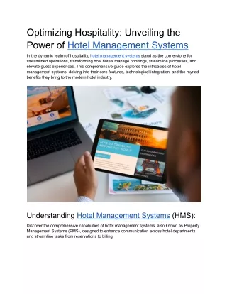 Optimizing Hospitality - Unveiling the Power of Hotel Management Systems